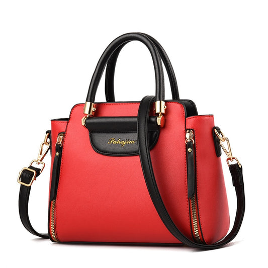 Stylish Leather Handbag - Red