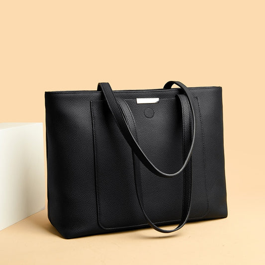 Premium Leather Tote Bag - Black