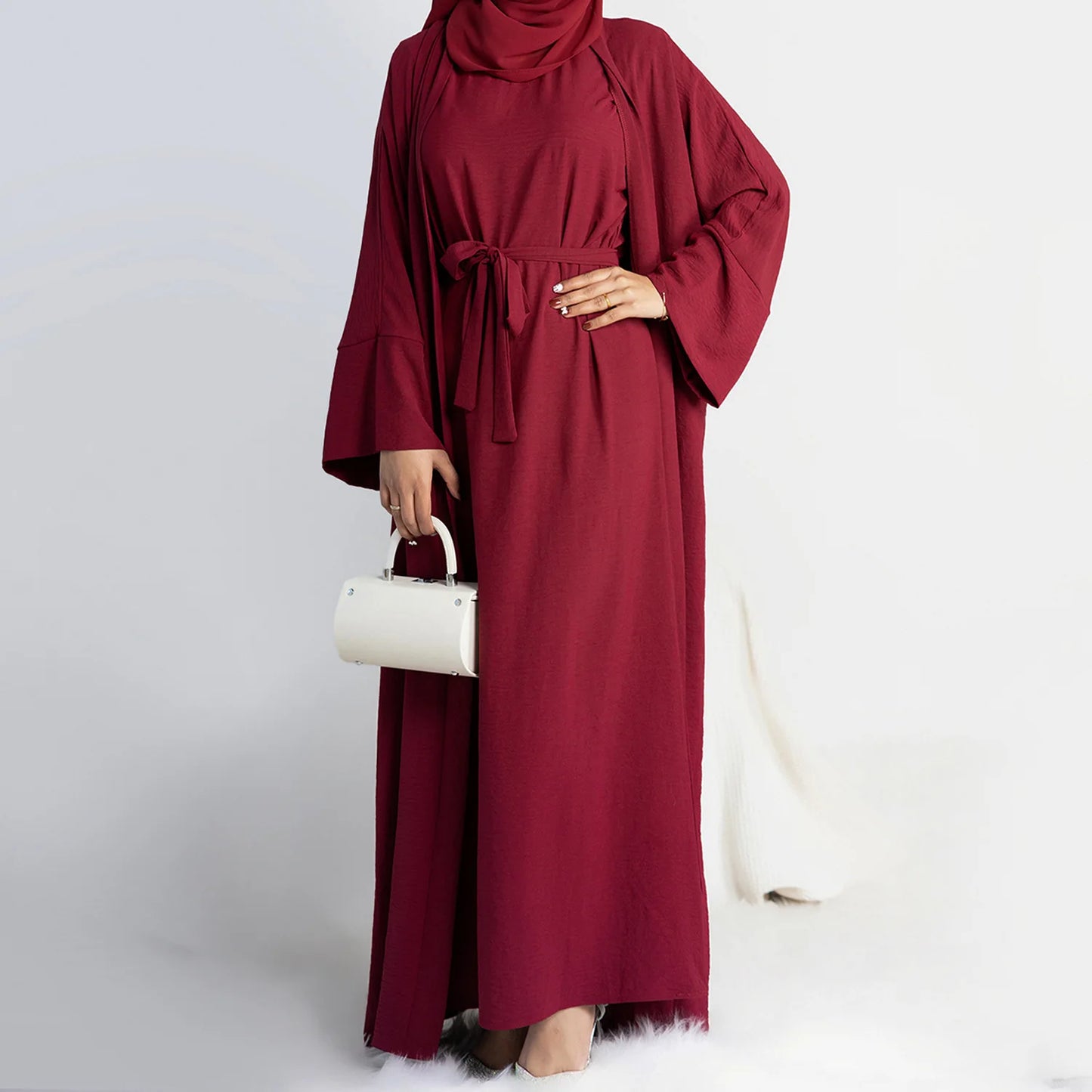 2 Piece Abaya Kimono Matching Muslim Set Ramadan Abayas