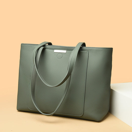 Premium Leather Tote Bag - Grey
